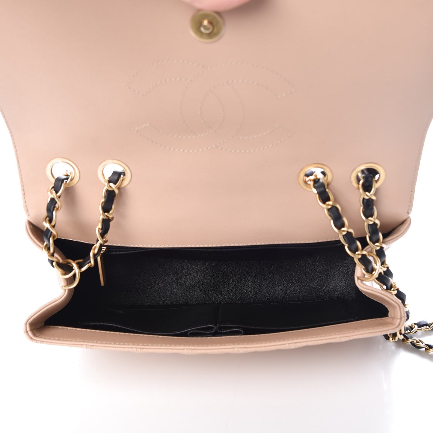 Caviar Quilted Medium CC Filigree Flap Beige Black