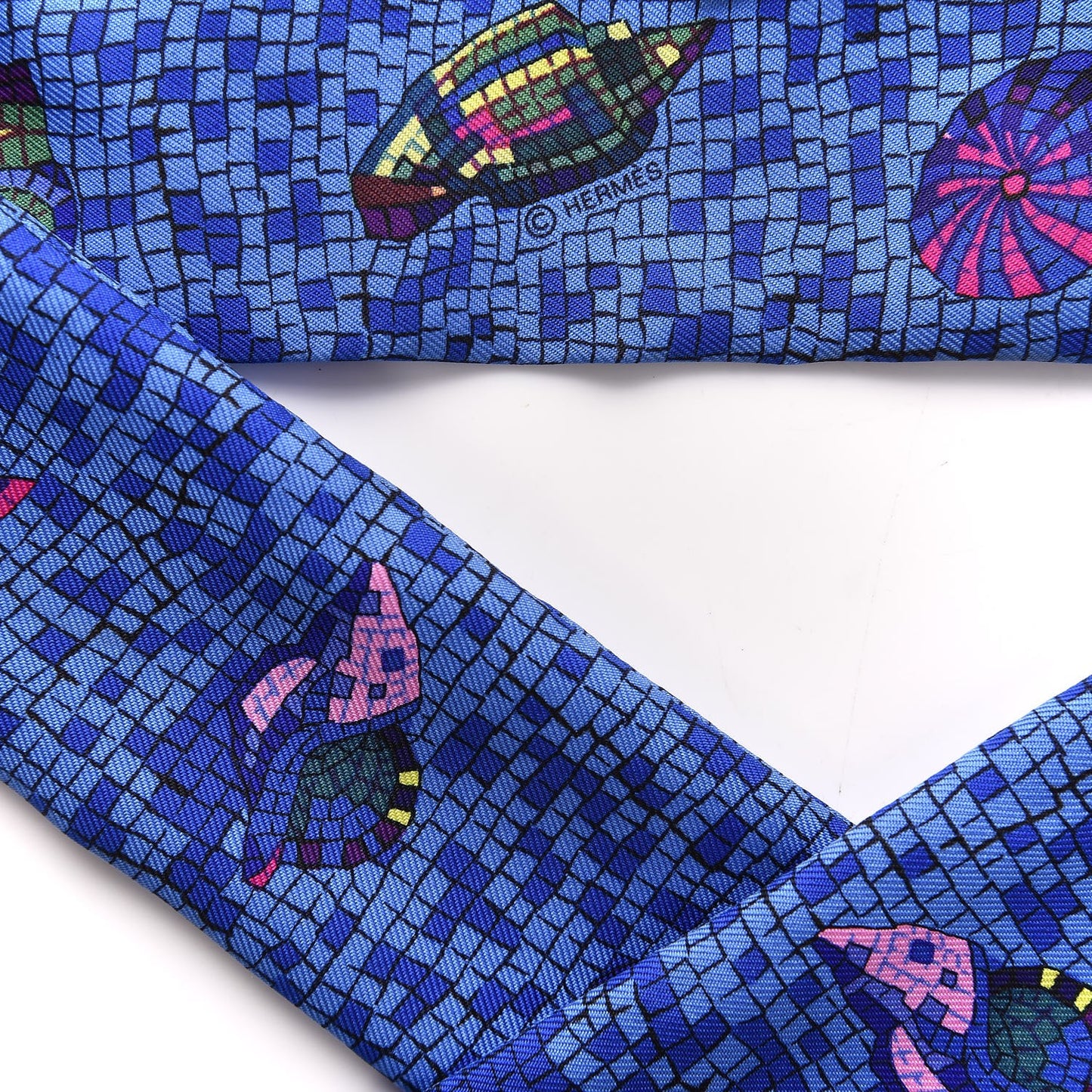 Silk Sea Shells Mosaic Twilly