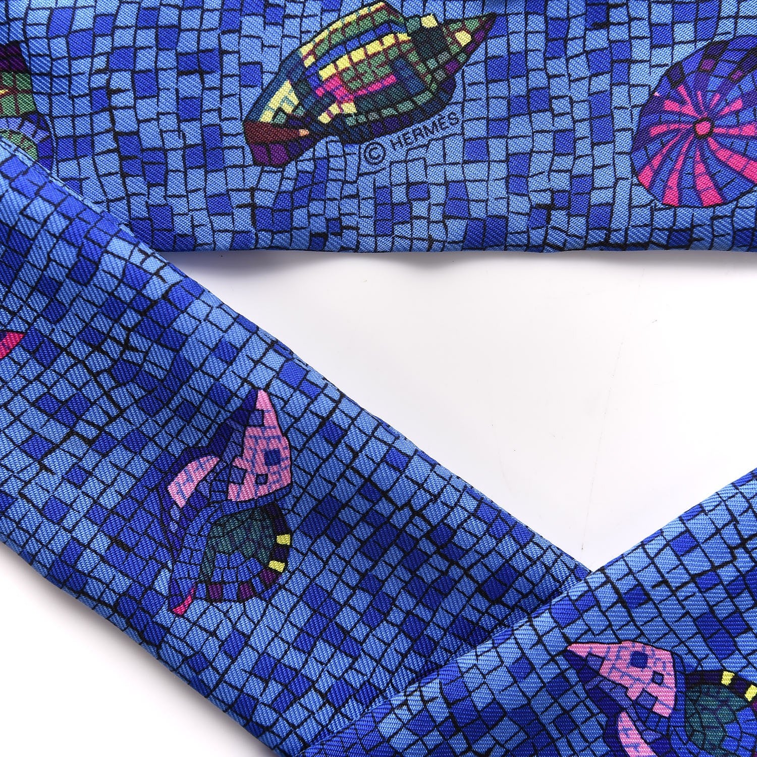 Hermes Silk Sea Shells Mosaic Twilly 4 of 5
