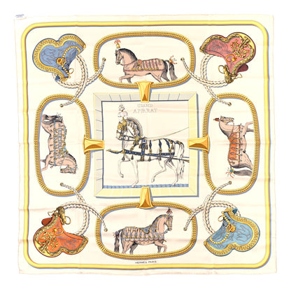 Hermes Silk Grand Apparat Forever Scarf 90 Creme Gold Multicolore 1 of 4