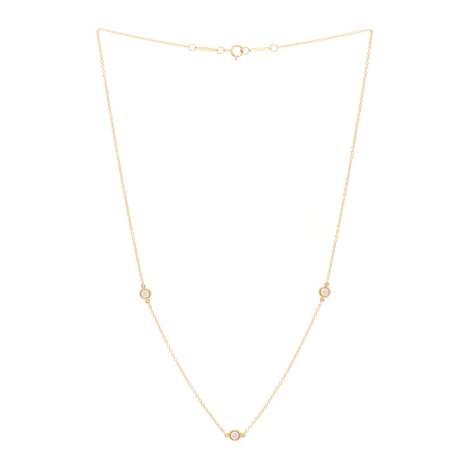 Tiffany 18K Rose Gold Diamond .21ctw Elsa Peretti Diamonds by the Yard Three Station Necklace 3 of 4