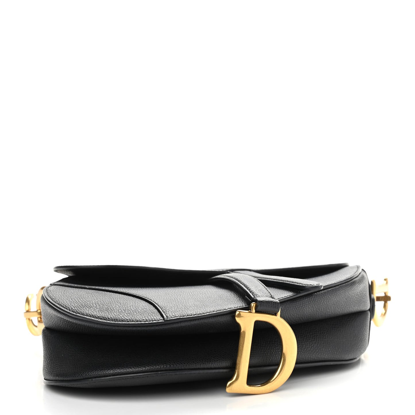 Grained Calfskin Saddle Bag Black
