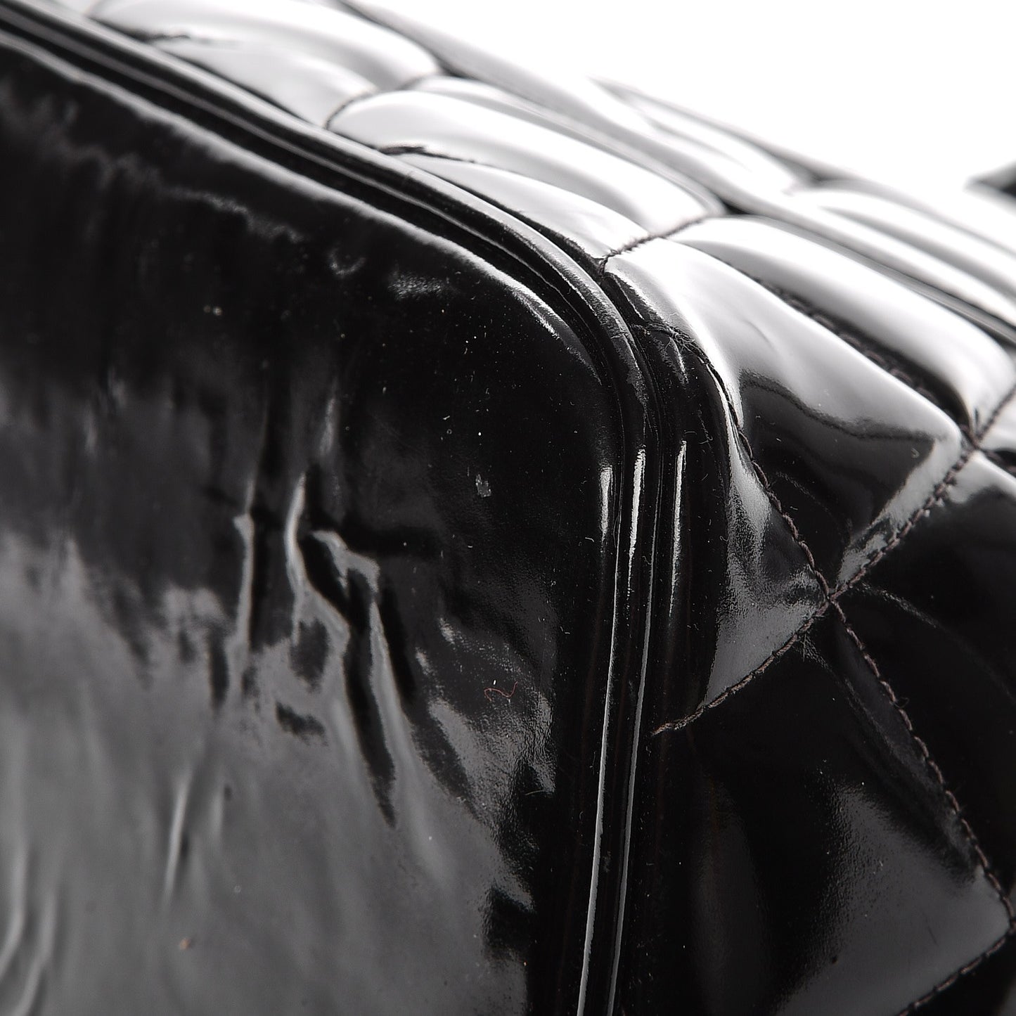 Patent Quilted Medallion Tote Black