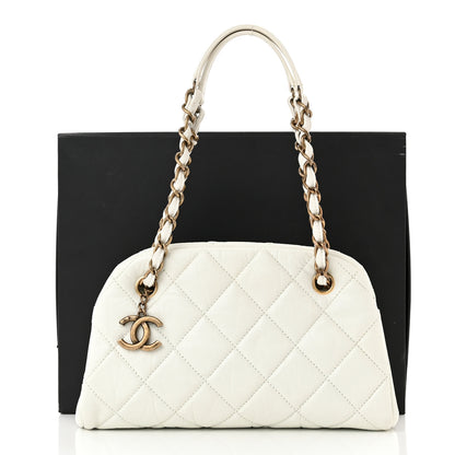Chanel Aged Calfskin Small Just Mademoiselle Bowling Bag White 13 of 13
