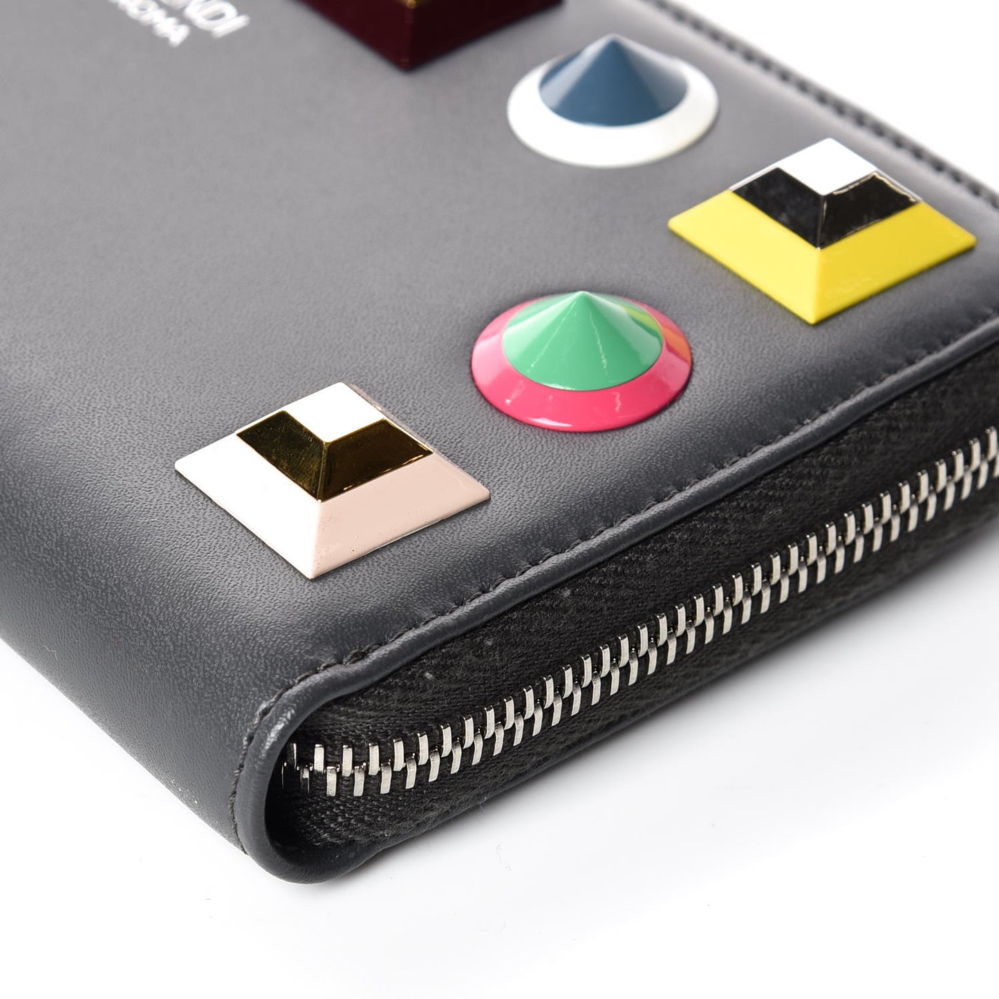 Vitello Liberty Studded Zip Around Wallet Asfalto Multicolor