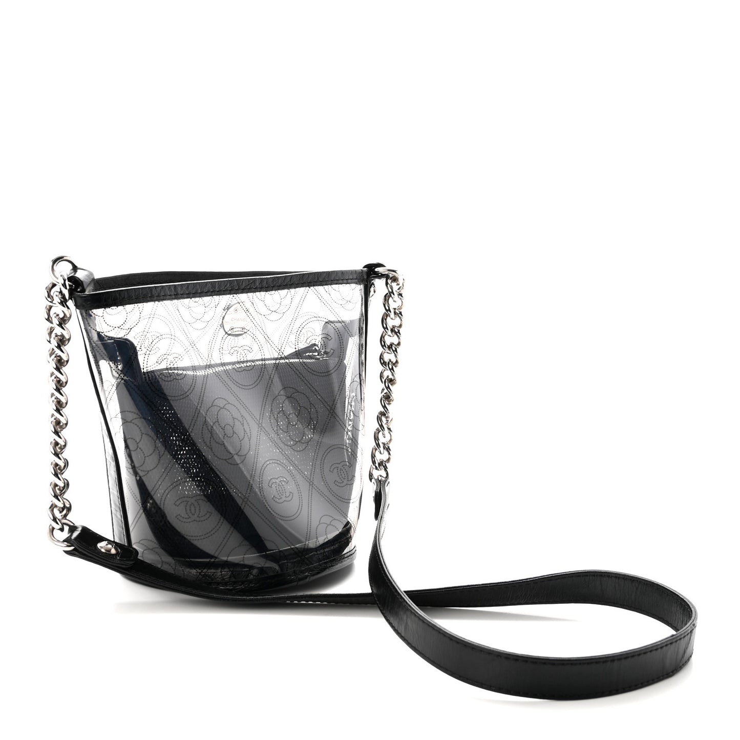 Crumpled Calfskin PVC Bucket Bag Black