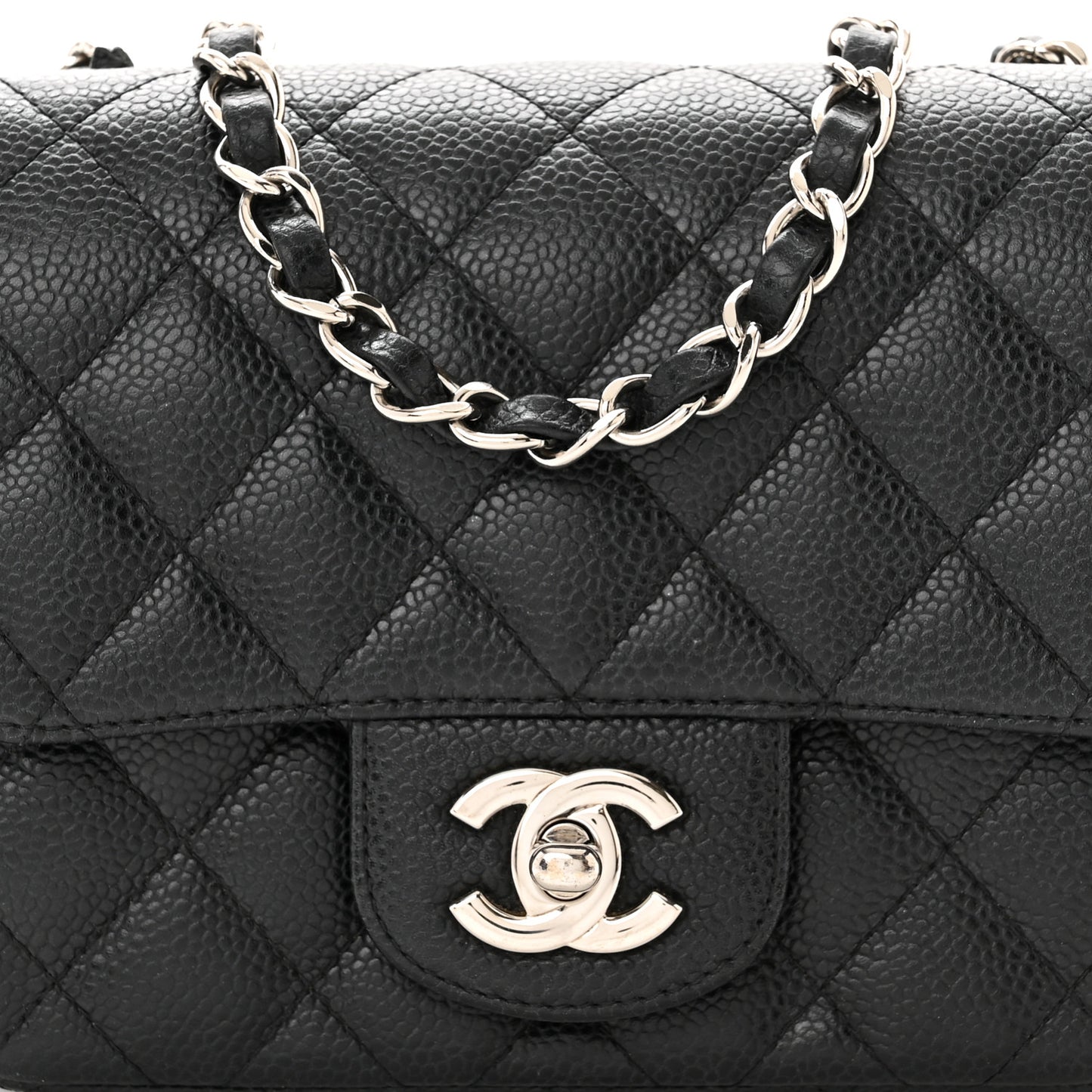 Caviar Quilted Mini Square Flap Black