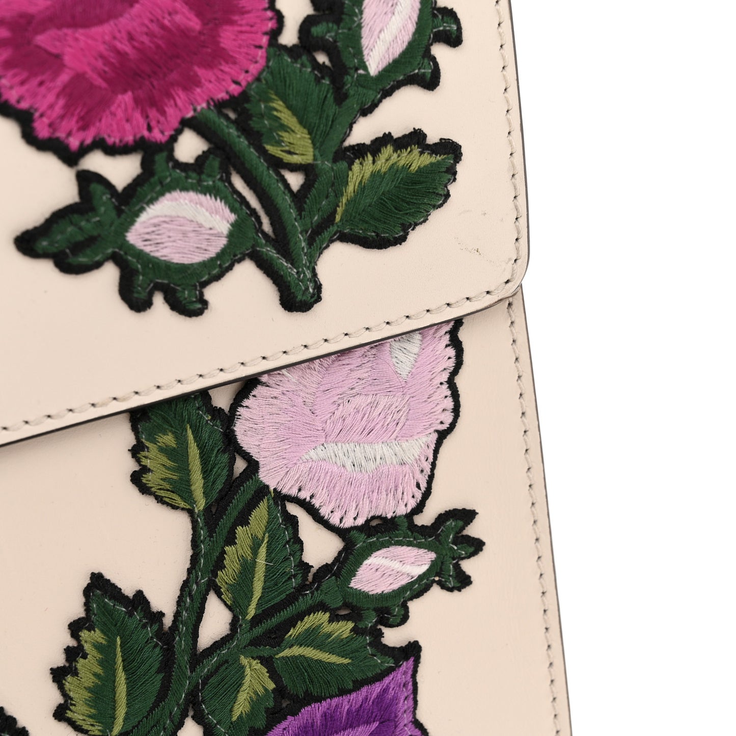 Calfskin Floral Medium Sylvie Top Handle Bag Off White
