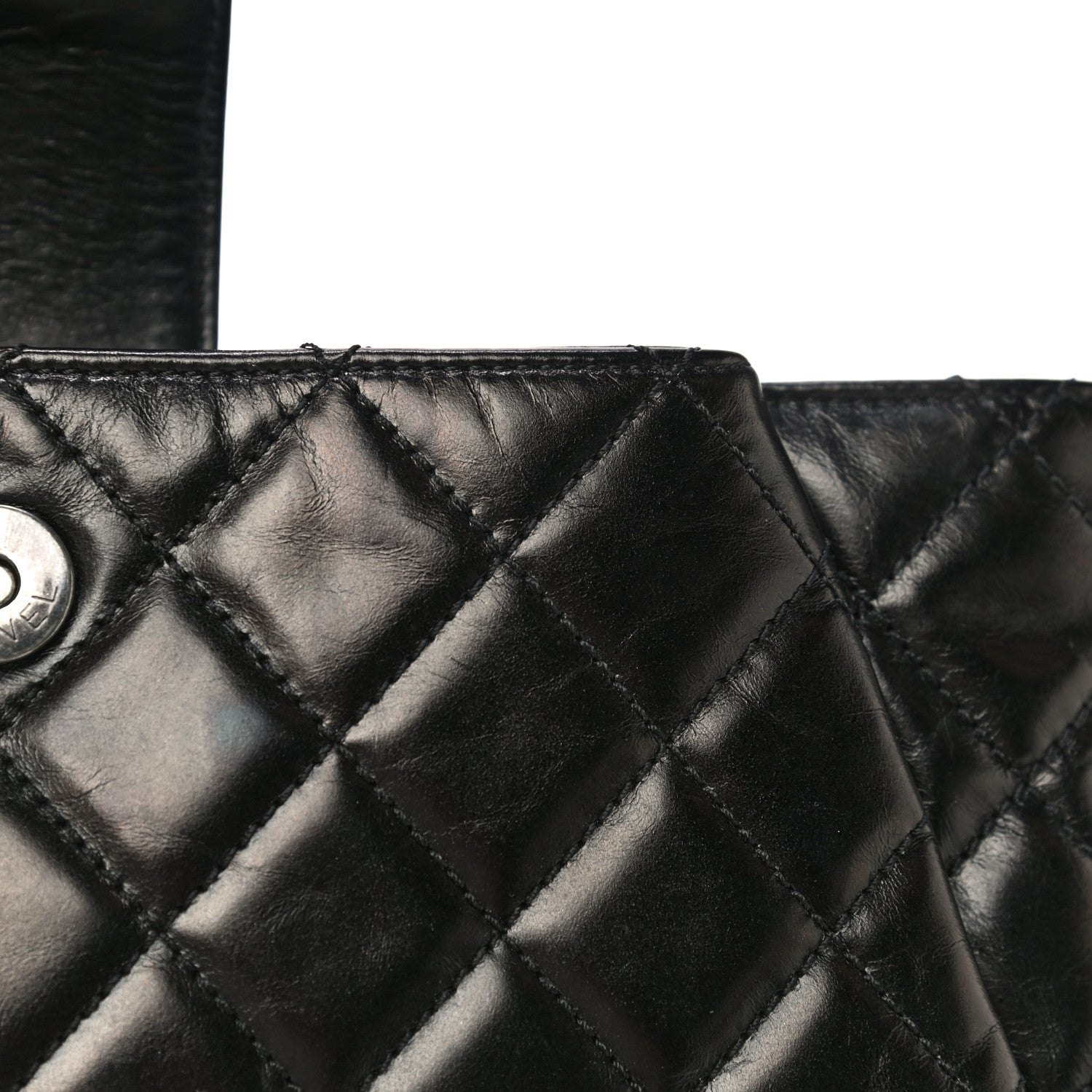 Chanel Aged Calfskin Quilted Zip Clutch Black 14 of 22