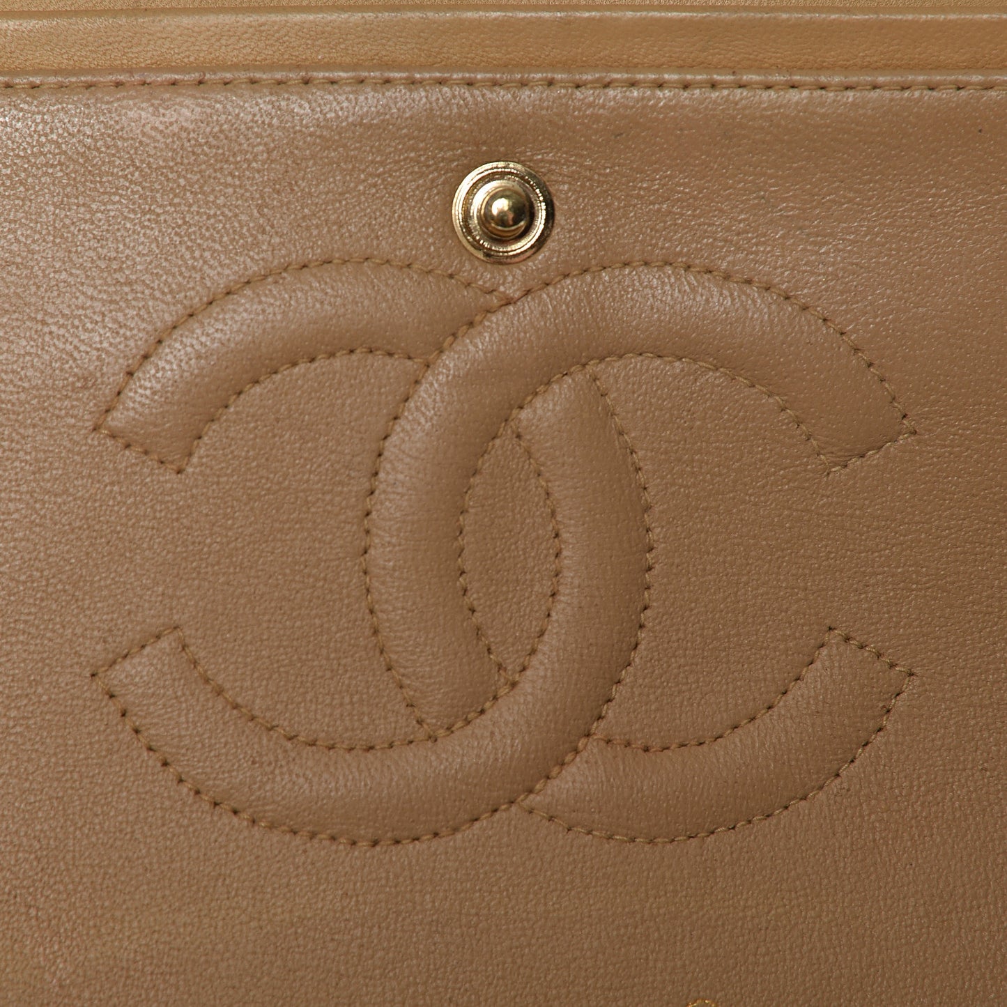 Lambskin Quilted Medium Double Flap Beige
