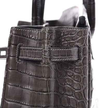 Hermes Matte Niloticus Crocodile Birkin 30 Gris Elephant 21 of 45
