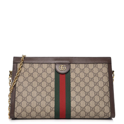 Gucci GG Supreme Monogram Web Medium Ophidia Chain Shoulder Bag Brown 1 of 9