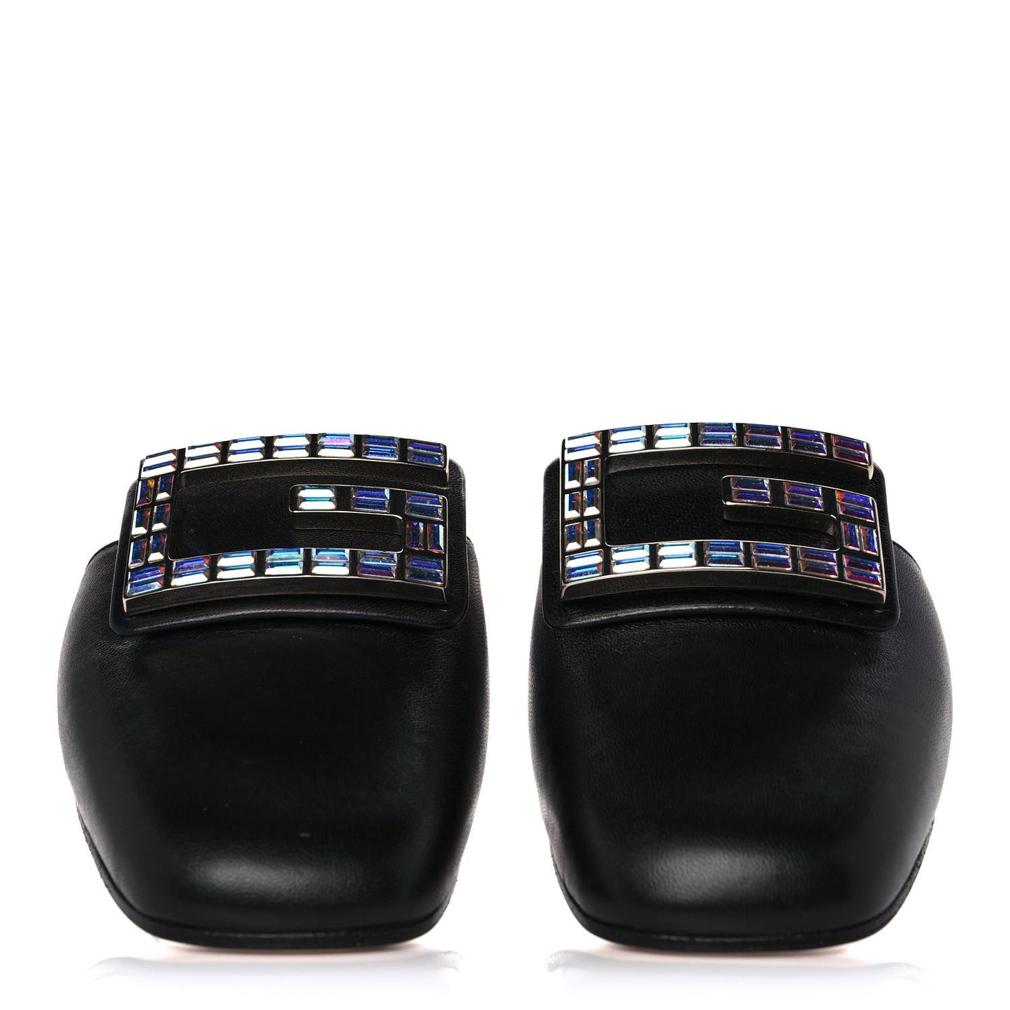 Malaga Kid Crystal Square G Madelyn Mules 35 Black