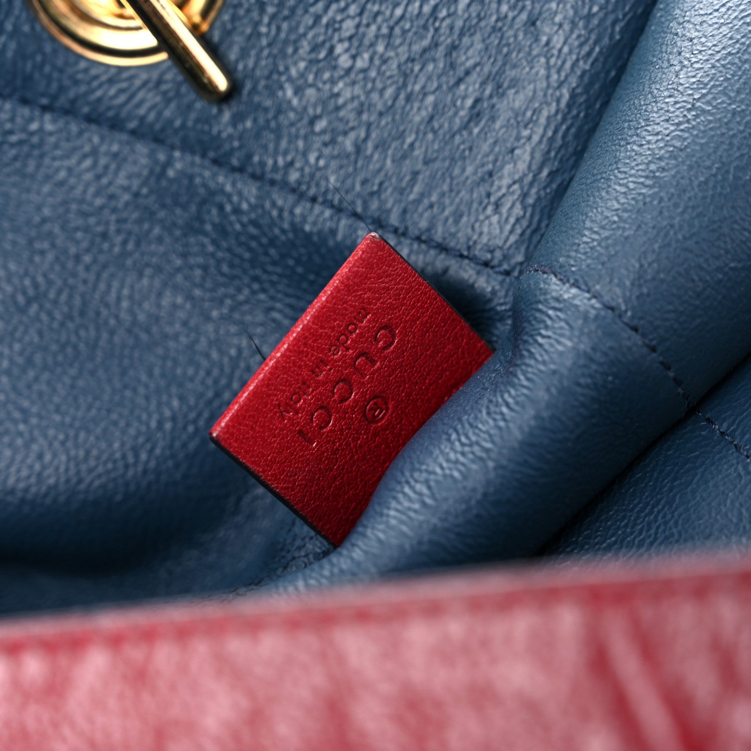 Gucci Suede Calfskin Large Rajah Chain Tote New Blue Romantic Cherry 6 of 14