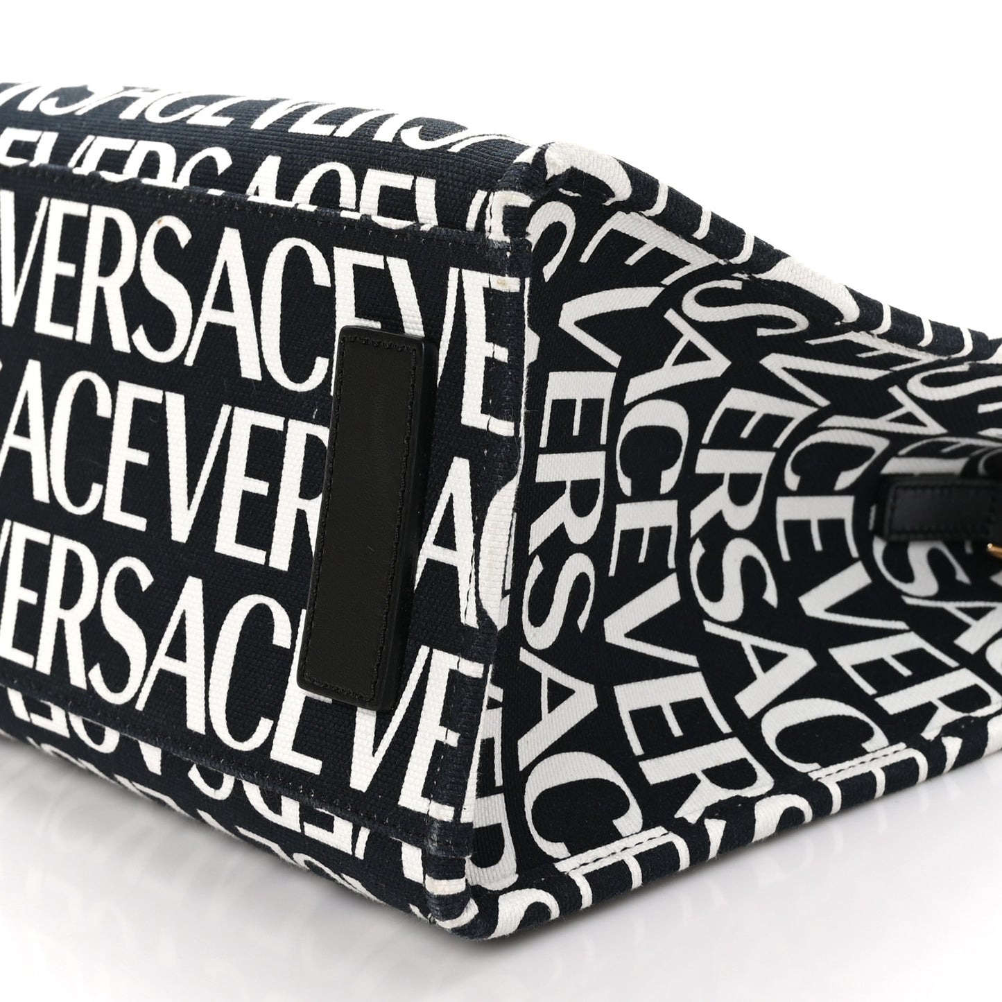 Canvas Calfskin Allover La Medusa Small Tote Black