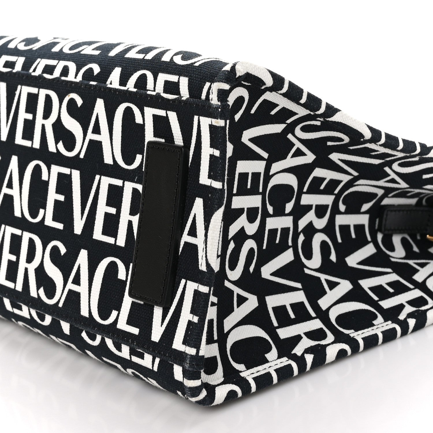 Versace Canvas Calfskin Allover La Medusa Small Tote Black 9 of 10