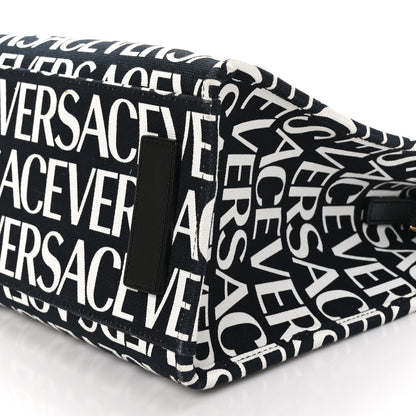 Versace Canvas Calfskin Allover La Medusa Small Tote Black 9 of 10