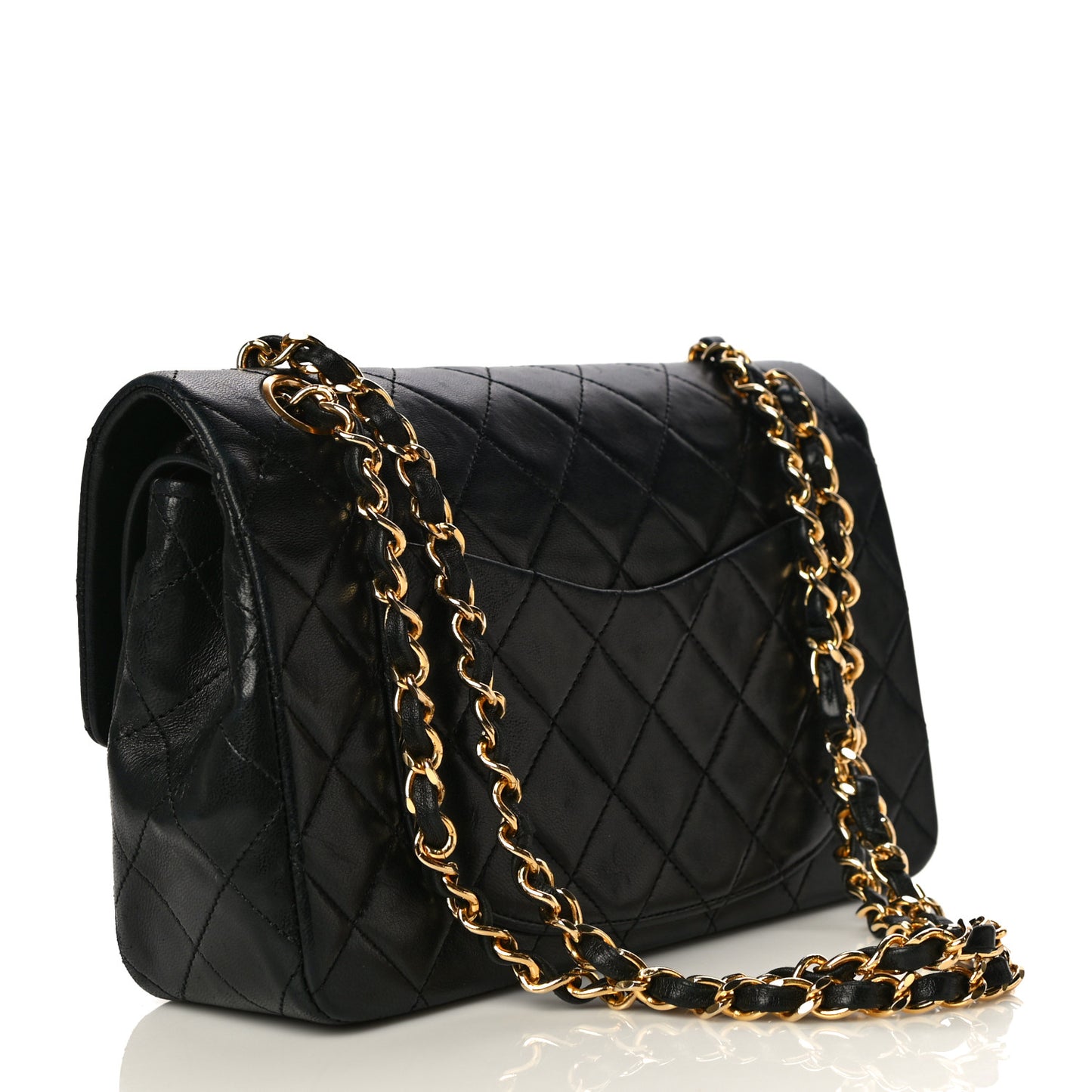 Lambskin Quilted Small Double Flap Black