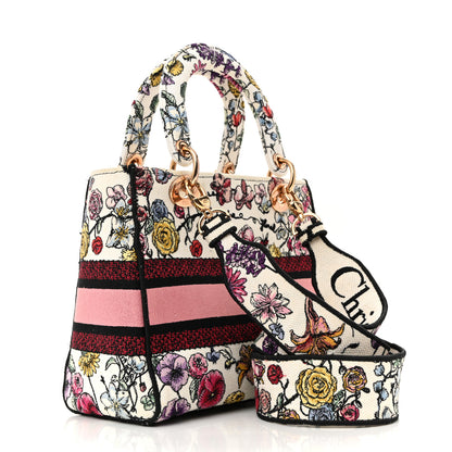 Christian Dior Canvas Florilegio Embroidered Medium Lady D-Lite White Multicolor 3 of 15
