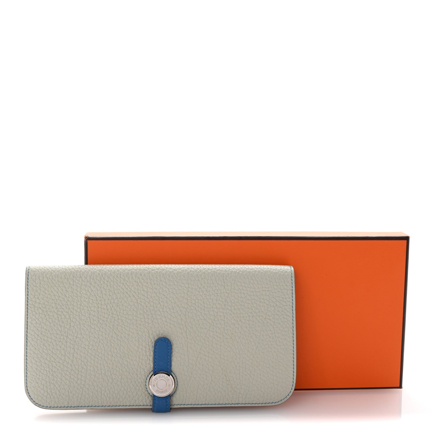 Hermes Togo Dogon Recto Verso Wallet Gris Perle Bleu Izmir 8 of 8