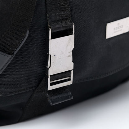 Gucci Nylon Medium Double Buckle Flap Messenger Bag Black 5 of 7