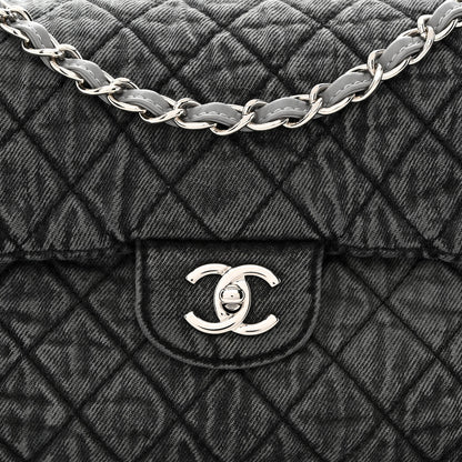 Chanel Denim Quilted Denimpression Flap Grey Black 7 of 9
