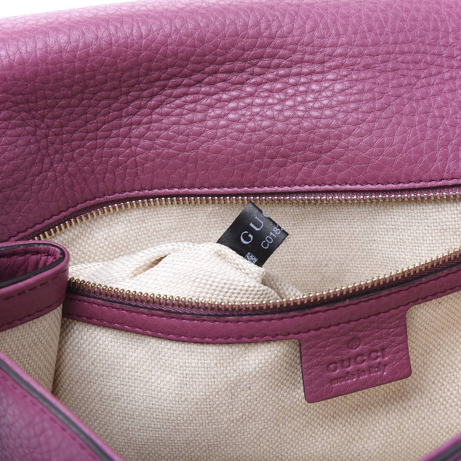 Gucci Pebbled Calfskin Medium Soho Clutch Peonia Flower 8 of 9