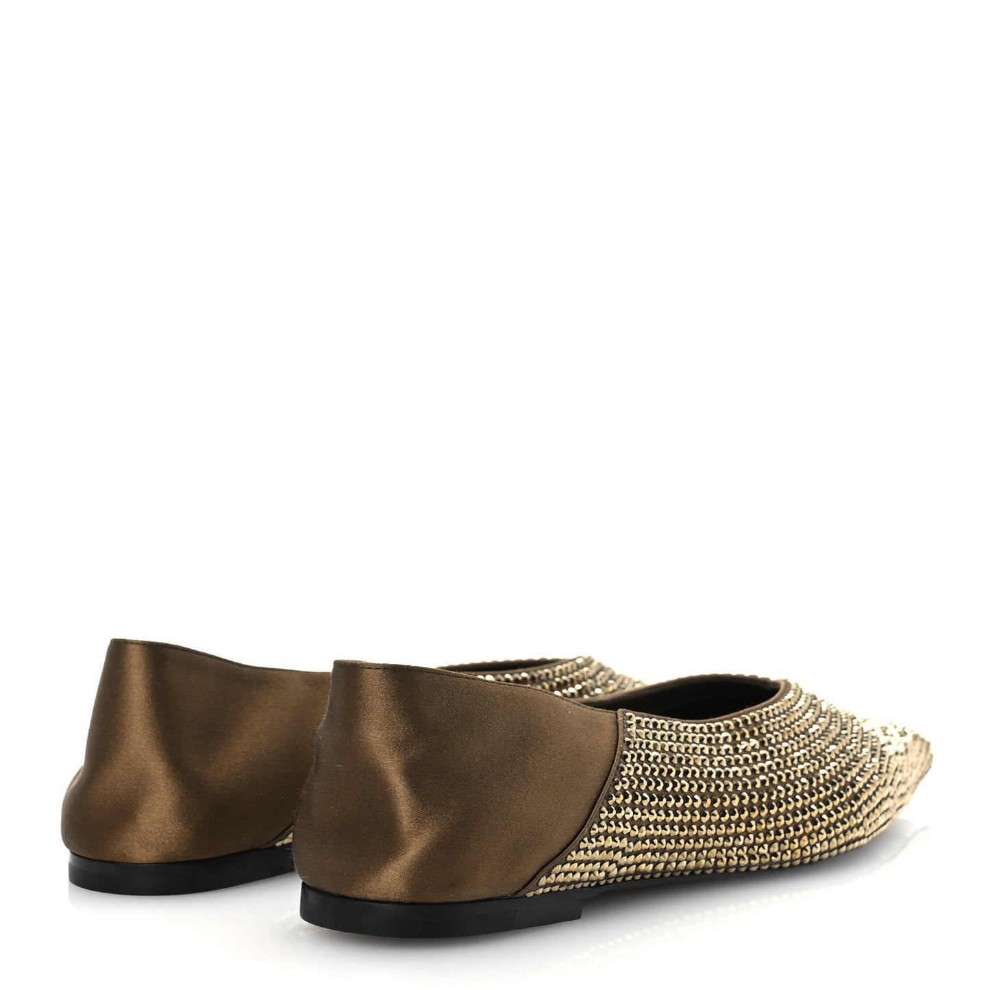 Raso Seta Crystal Embellished Carolyn Mules 37 Kaki Starlight 37 Gold