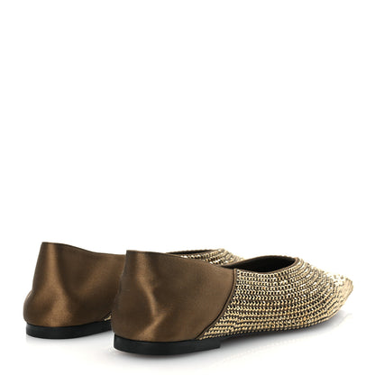 Saint Laurent Raso Seta Crystal Embellished Carolyn Mules 37 Kaki Starlight 37 Gold 5 of 11