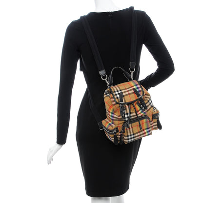 Burberry Vintage Rainbow Check Small Rucksack Backpack Antique Yellow 2 of 8