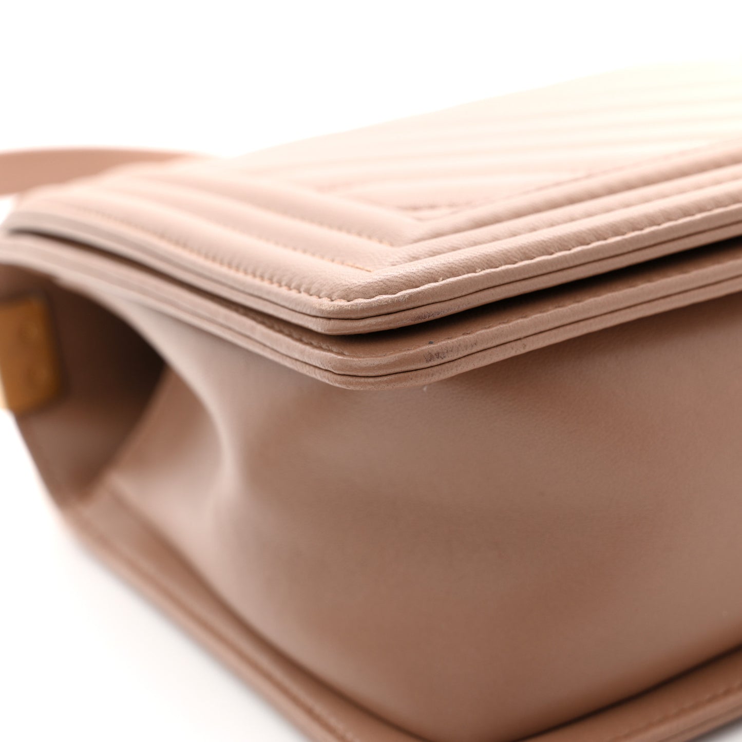 Calfskin Chevron Quilted New Medium Boy Flap Beige