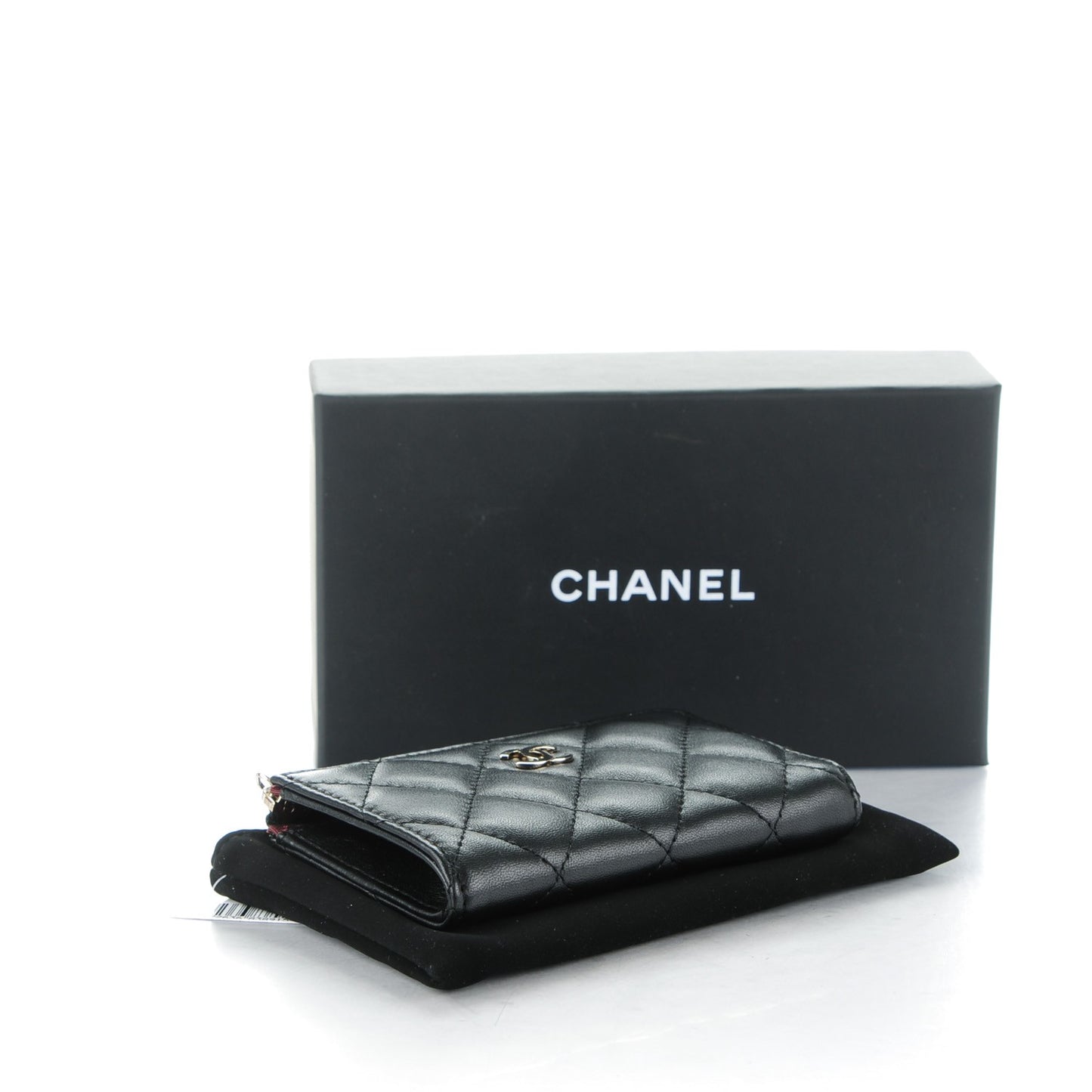 Lambskin Quilted Key Holder Case Black