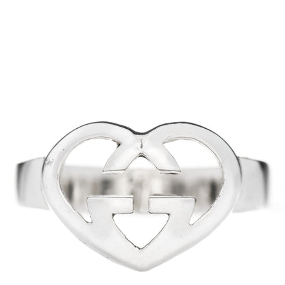 Gucci Sterling Silver Britt Interlocking G Heart Ring 55 7.25 1 of 6