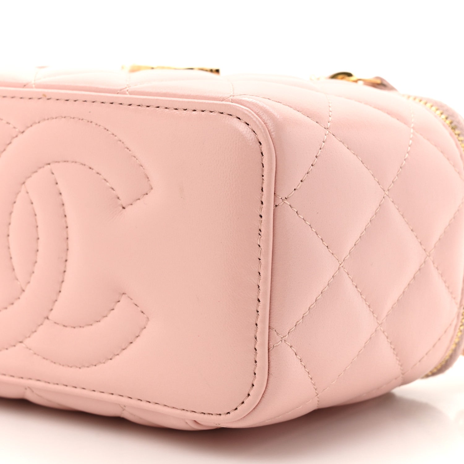 Chanel Lambskin Quilted Golden Links Top Handle Vanity Case With Chain Light Pink 10 of 12