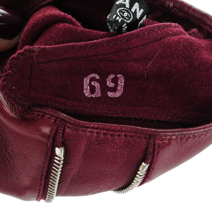 Chanel Lambskin Perforated Zipped CC Fingerless Gloves 7.5 Burgundy 4 of 9