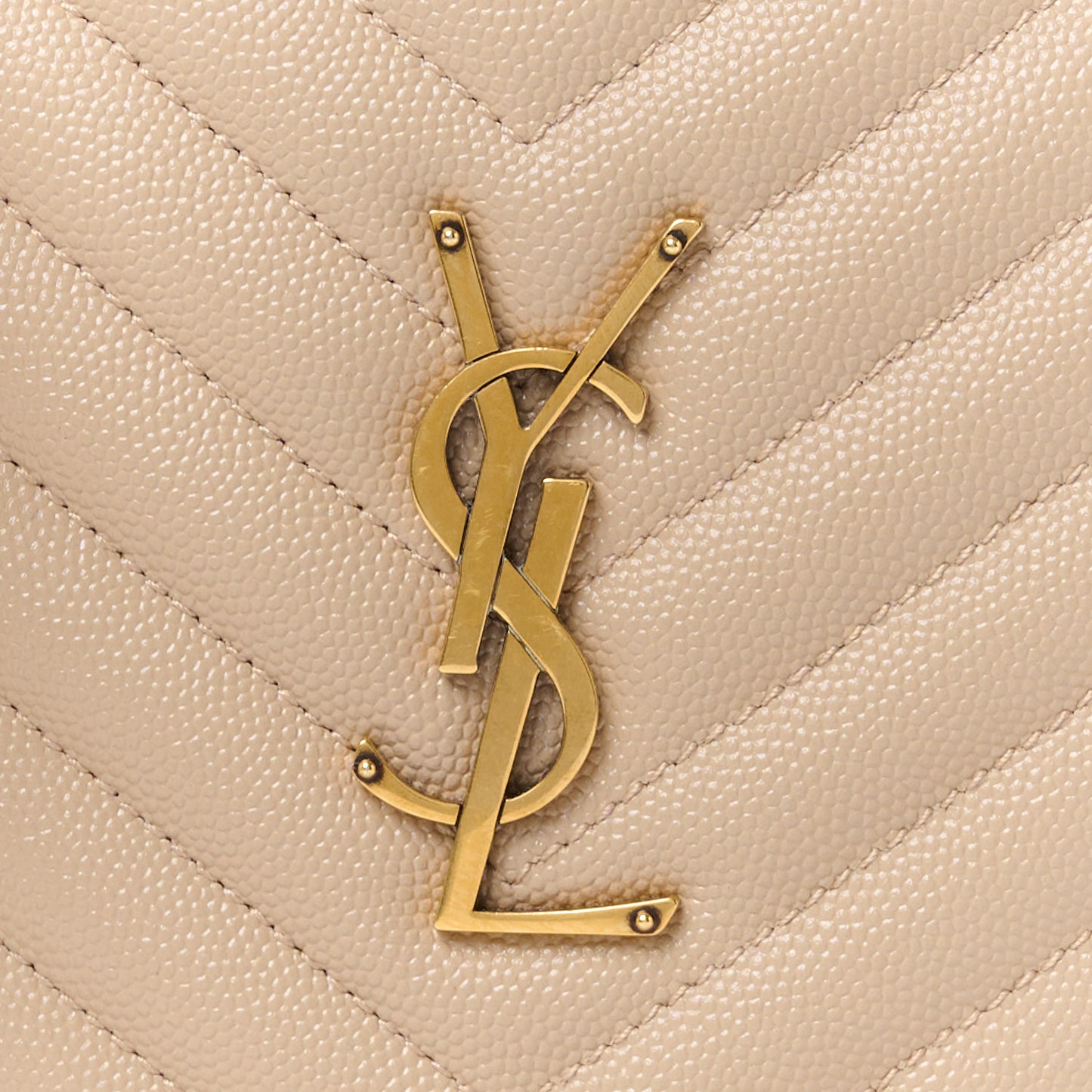 SAINT LAURENT Grain De Poudre Matelasse Chevron Quilted Round Vinyle Camera Bag Dark Beige
