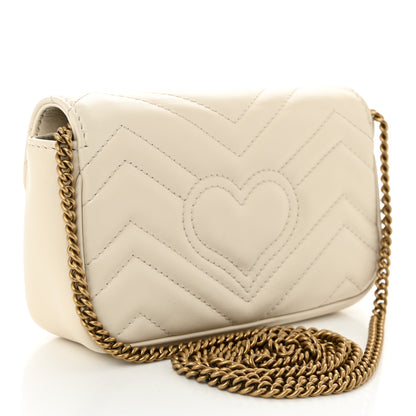 Gucci Calfskin Matelasse Super Mini GG Marmont Shoulder Bag White 3 of 12