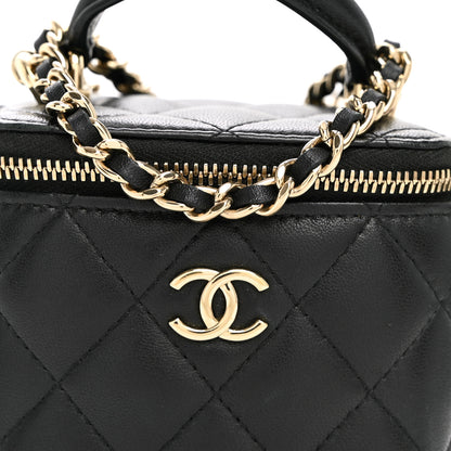 Chanel Lambskin Quilted Top Handle Mini Vanity Case With Chain Black 8 of 12