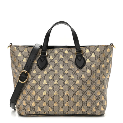 Gucci Soft GG Supreme Monogram Bees Small Crossbody Tote Beige Oro Black 1 of 9