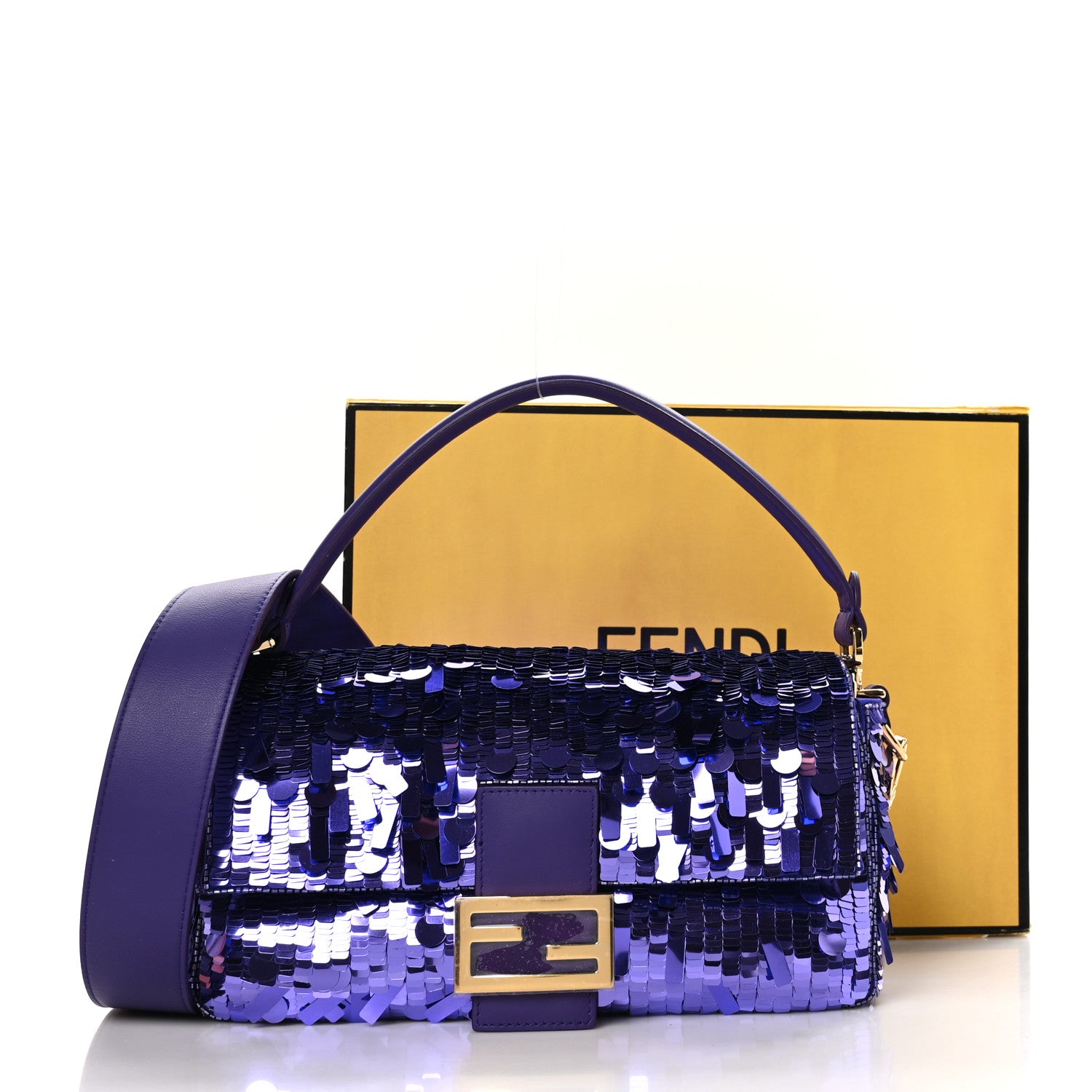 Fendi Sequin Paillettes Shiny Nappa Sex and the City Baguette Viola Purple Rain 11 of 11