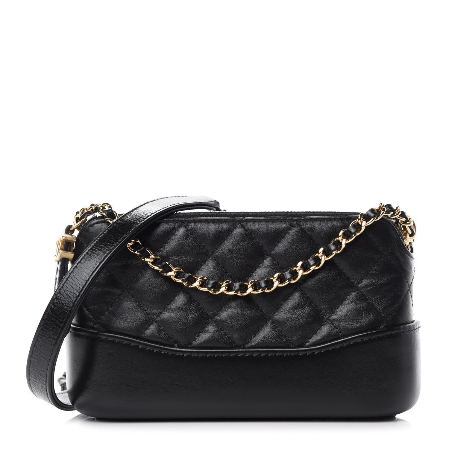 Chanel Aged Calfskin Quilted Small Gabrielle Clutch With Chain Black 1 of 12