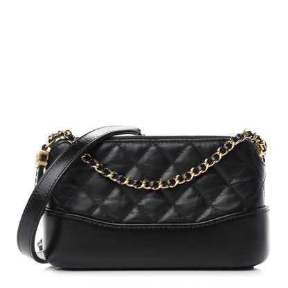 Chanel Aged Calfskin Quilted Small Gabrielle Clutch With Chain Black 1 of 12