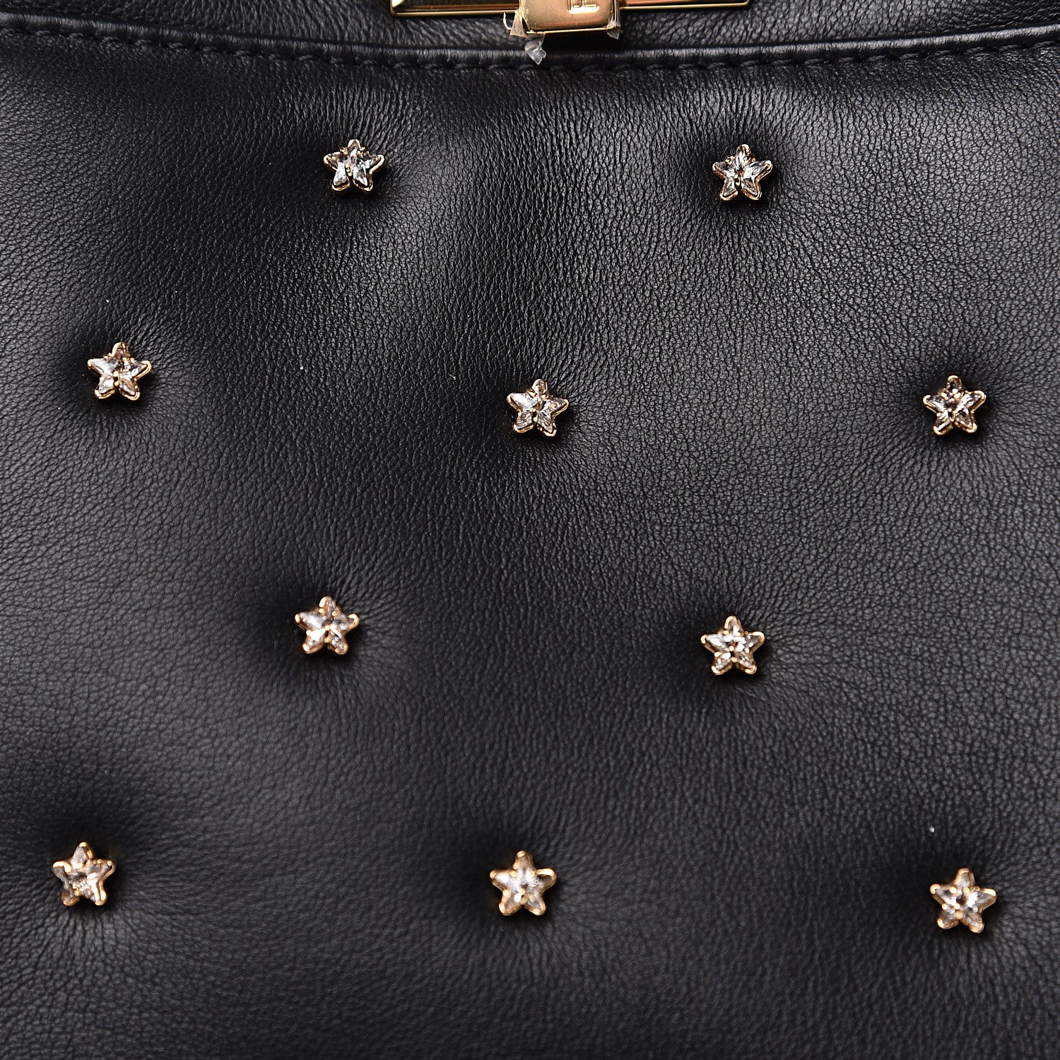 Fendi Nappa Crystal Star Embroidered XS Peekaboo Iconic Satchel Black 11 of 11