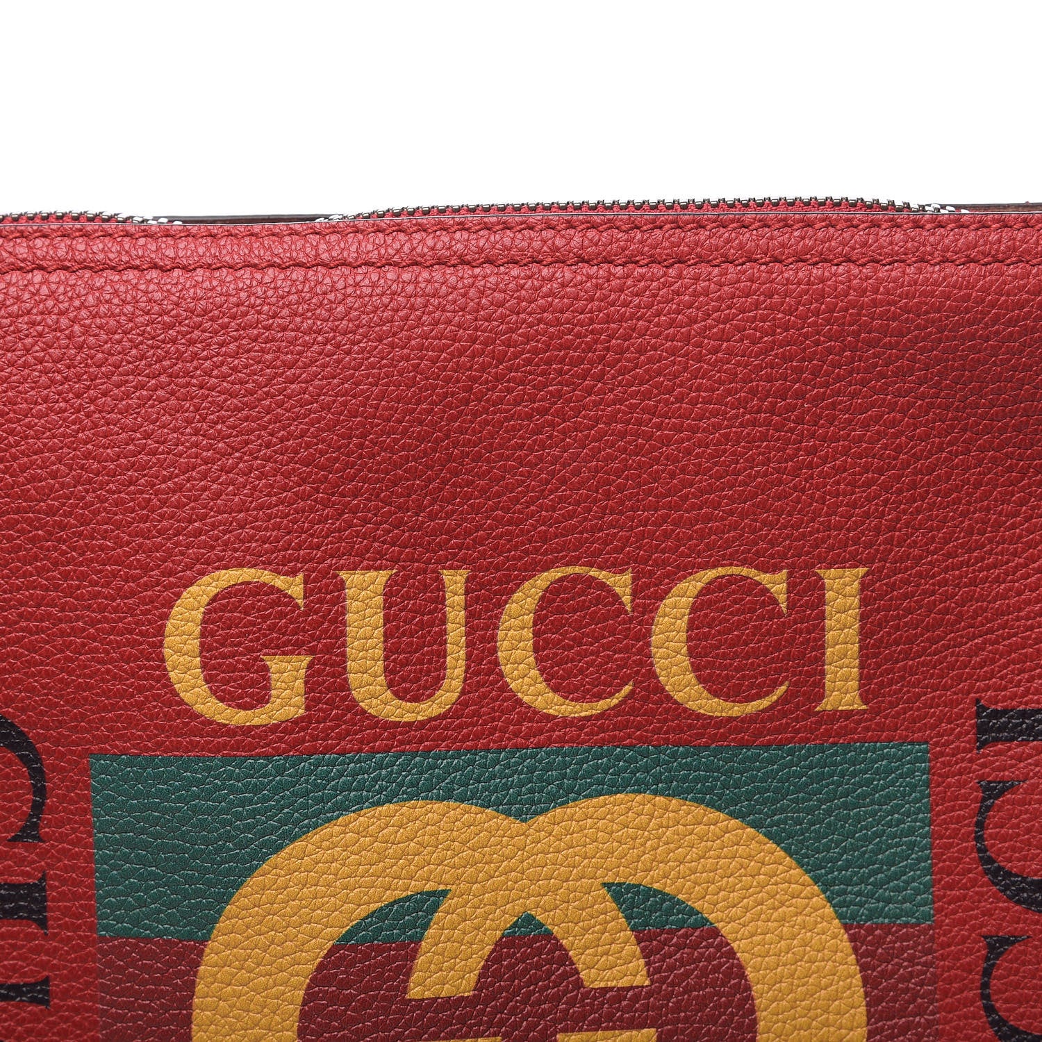 Gucci Pebbled Calfskin Medium Logo Portfolio Clutch Hibiscus Red 10 of 10