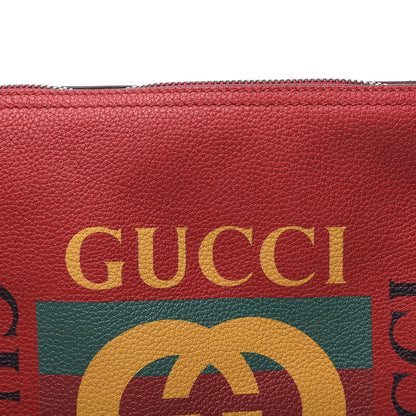 Gucci Pebbled Calfskin Medium Logo Portfolio Clutch Hibiscus Red 10 of 10