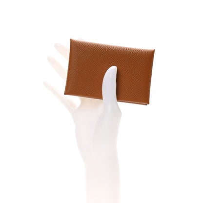 Hermes Epsom Calvi Card Case Gold 2 of 7