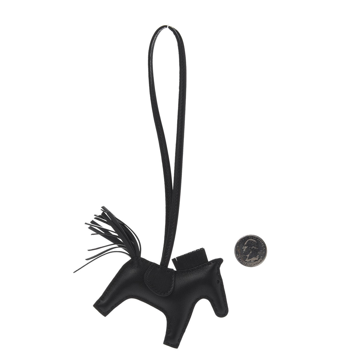Hermes Milo Lambskin Grigri Rodeo Horse Bag Charm PM So Black 2 of 5