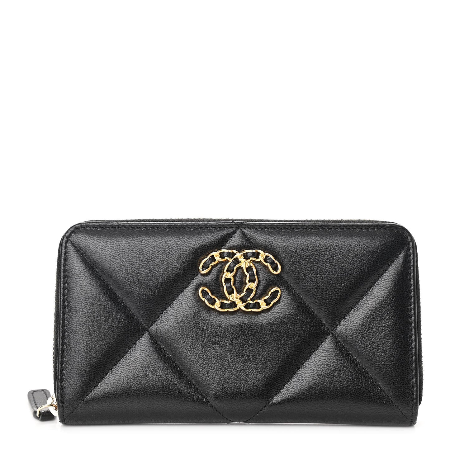 Goatskin Quilted Medium Chanel 19 Zipped Wallet Black