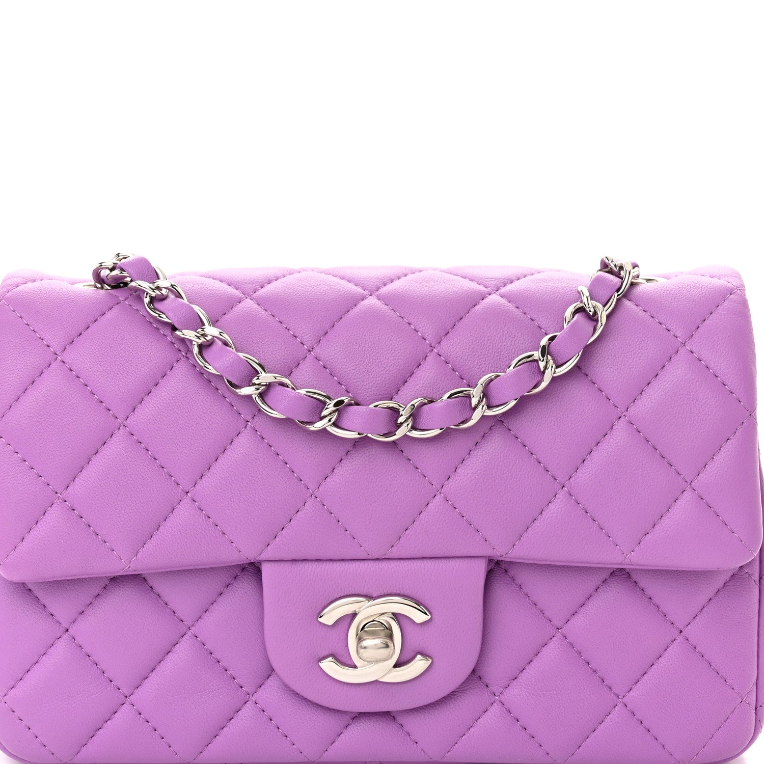 Chanel Lambskin Quilted Mini Rectangular Flap Purple 8 of 10