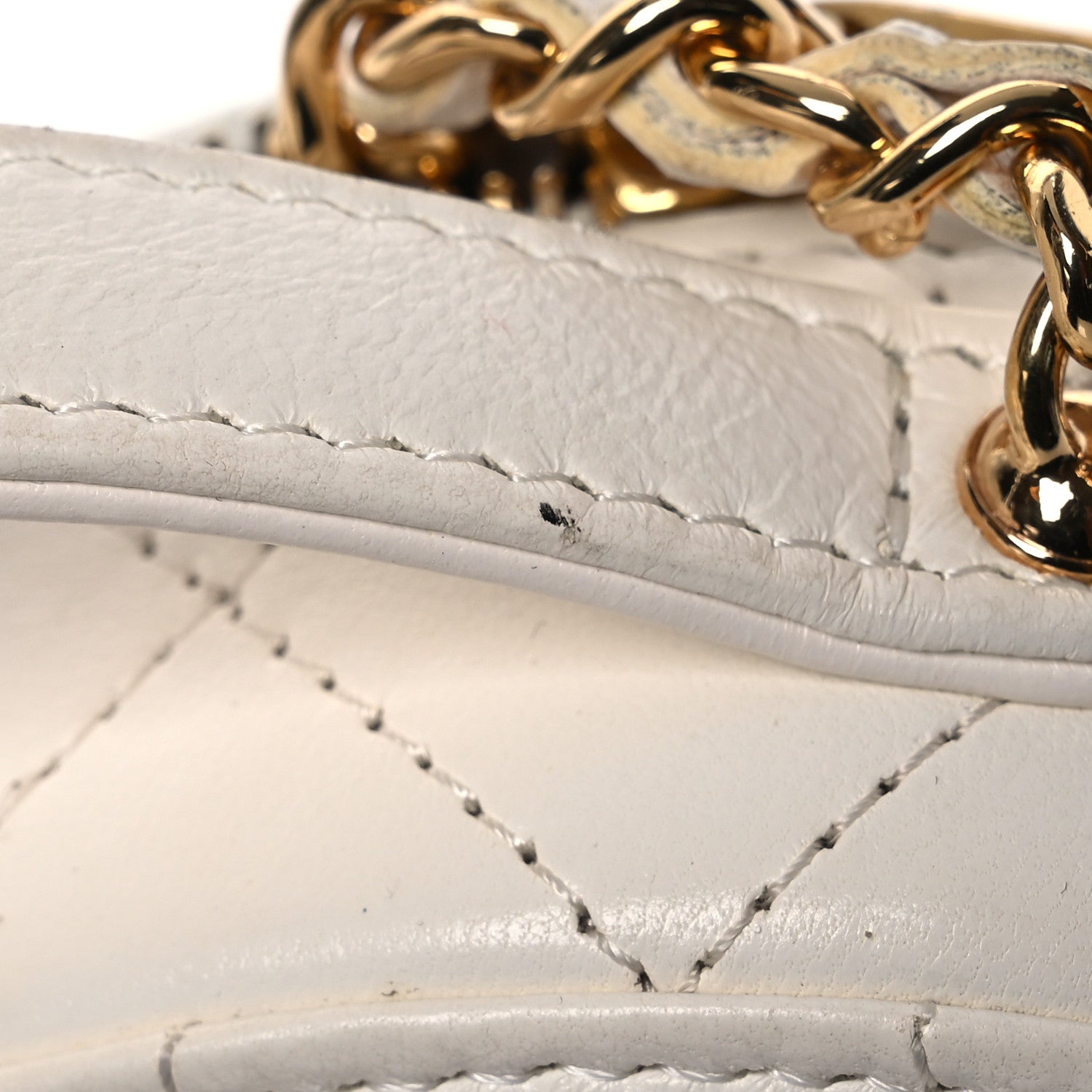 Chanel Lambskin Quilted Mini Chic Riviera Top Handle Vanity Case White 13 of 15